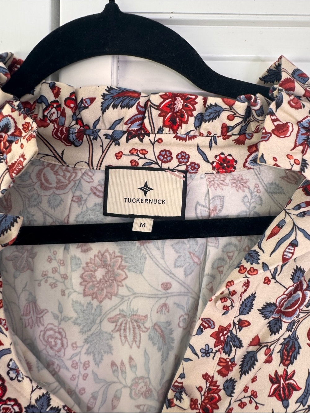 Tuckernuck Callahan floral ruffle dress with Red & Blue Floral Print - Picture 2 of 2